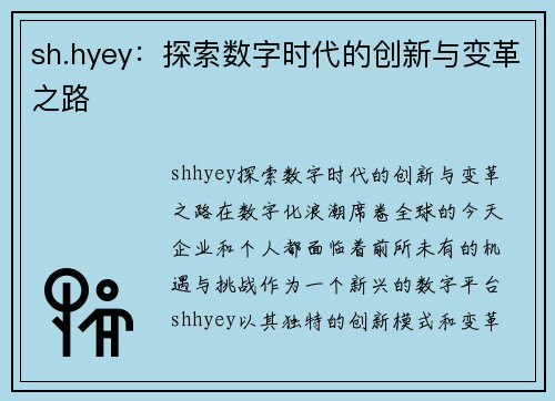 sh.hyey：探索数字时代的创新与变革之路